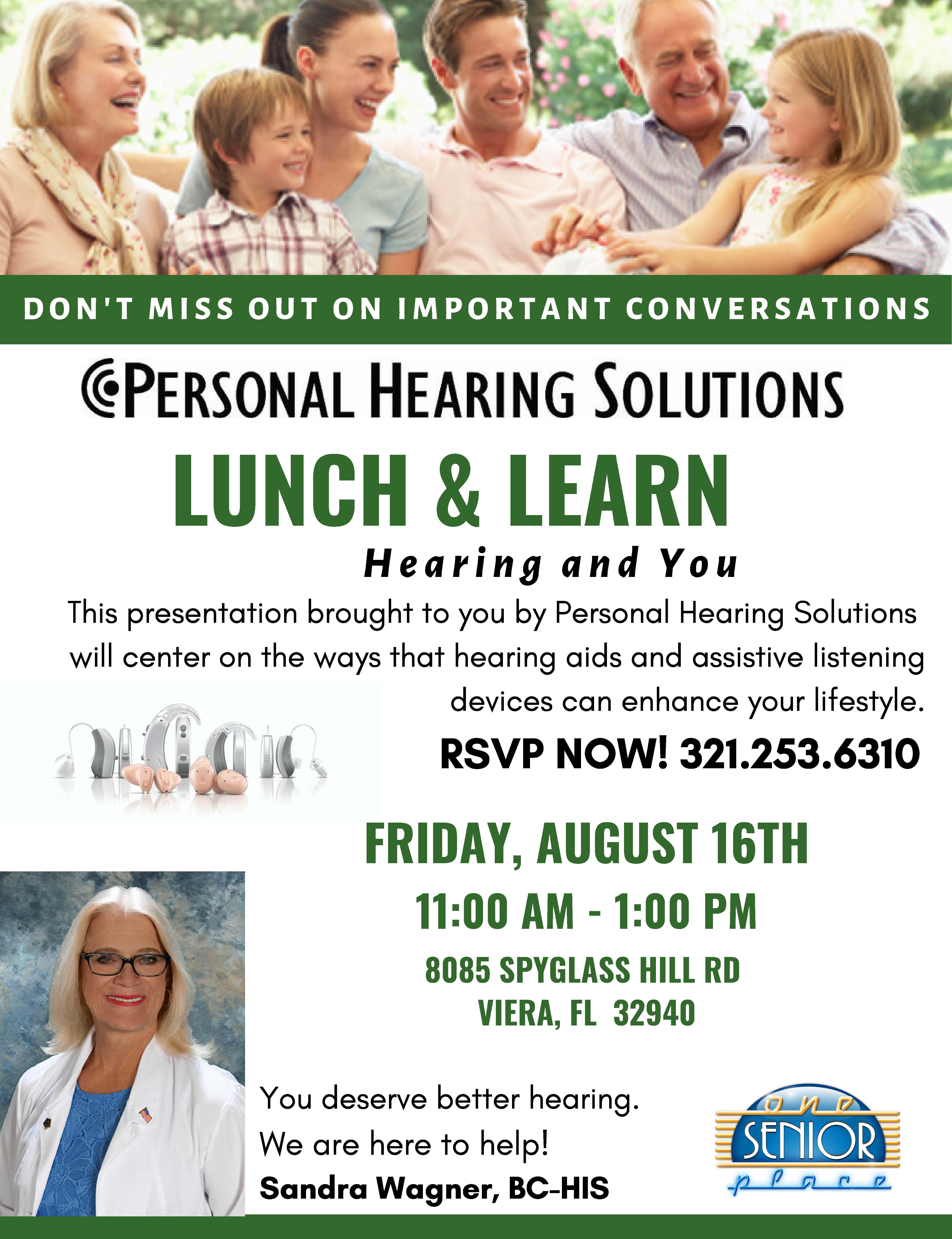 Hearing and You Lunch and Learn presented by Personal Hearing Solutions