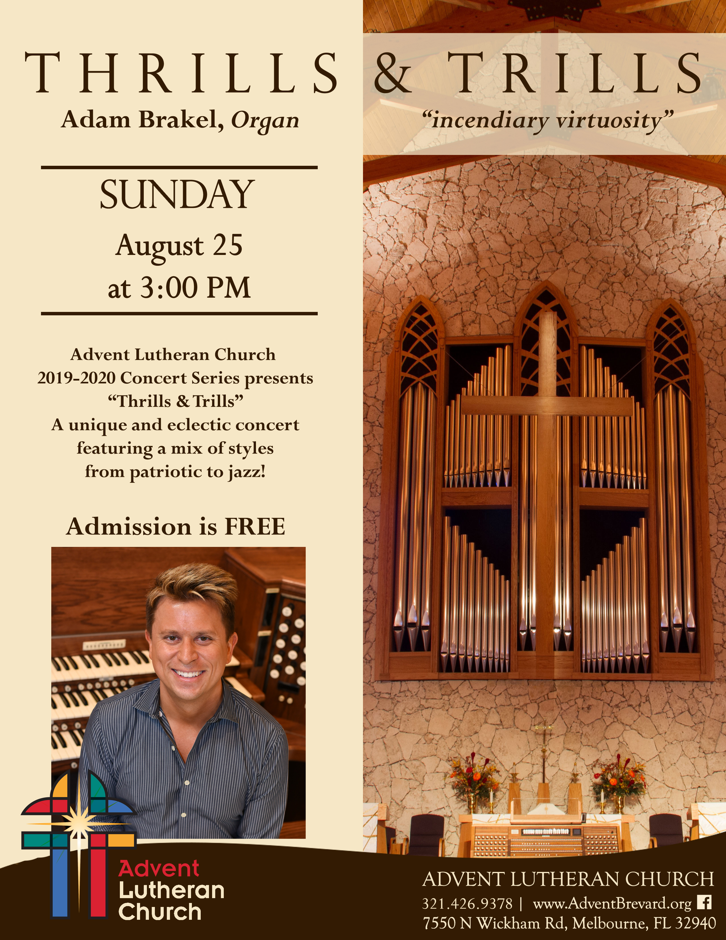 Advent Lutheran Church 2019-2020 Concert Series presents "Thrills & Trills"