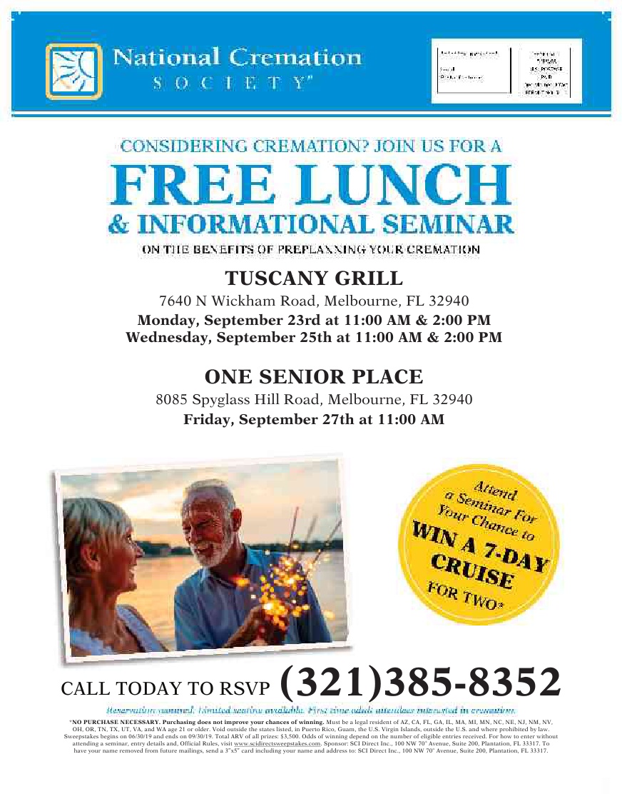Considering Cremation? FREE Lunch & Information Seminar presented by National Cremation Society