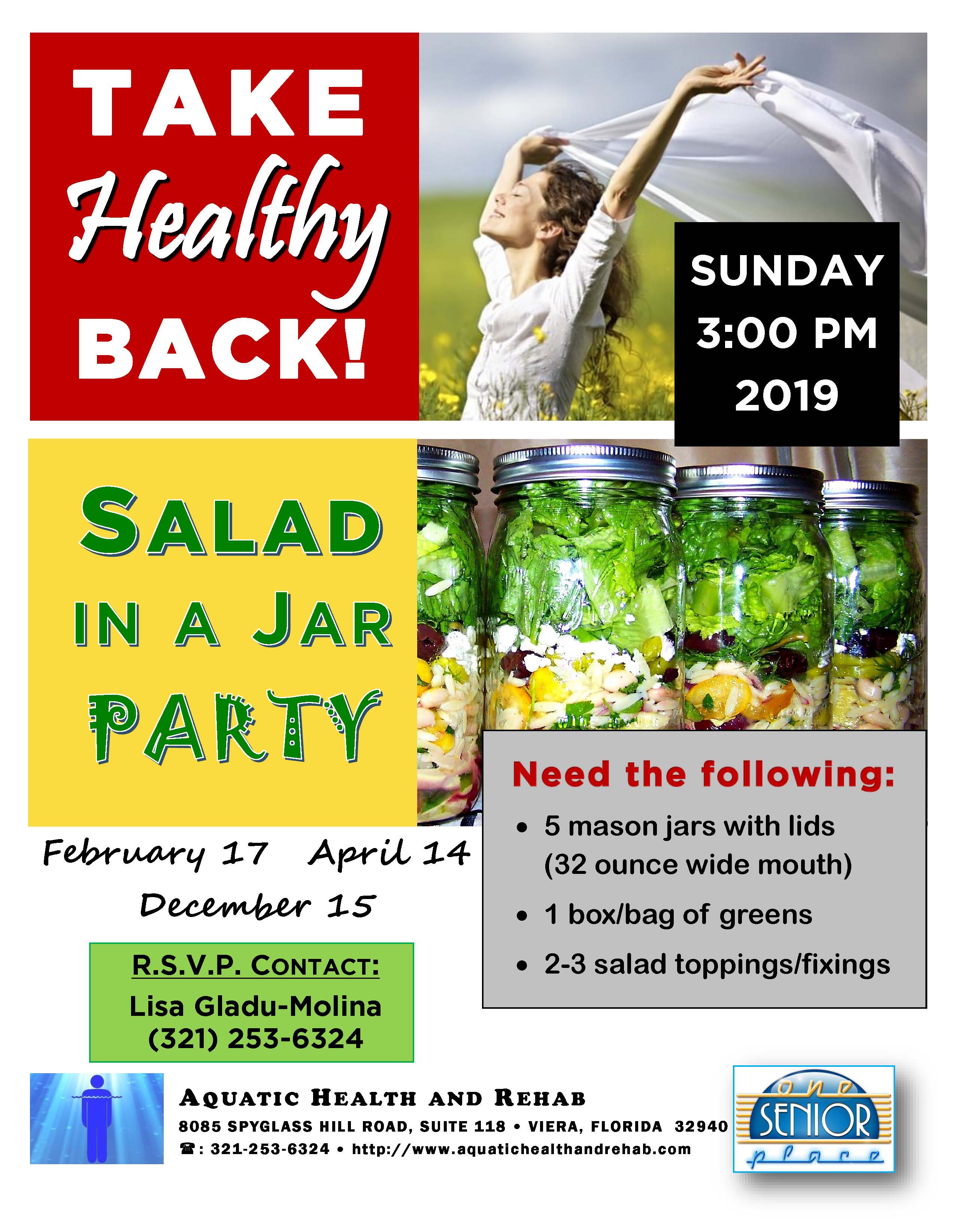 Take Healthy Back, Salad in a Jar Party with Aquatic Health