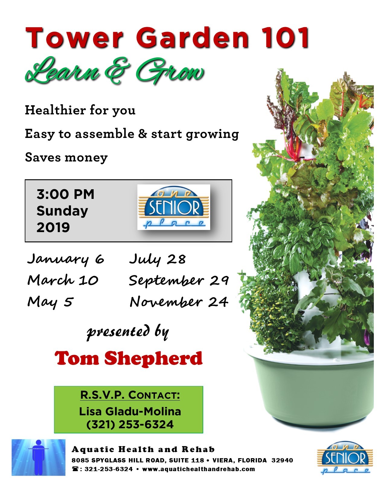 Tower Garden 101, Learn and Grow, presented by Aquatic Health and Rehab