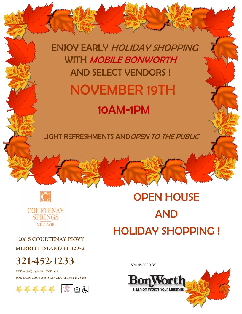 Open House and Holiday Shopping at Courtenay Springs Village