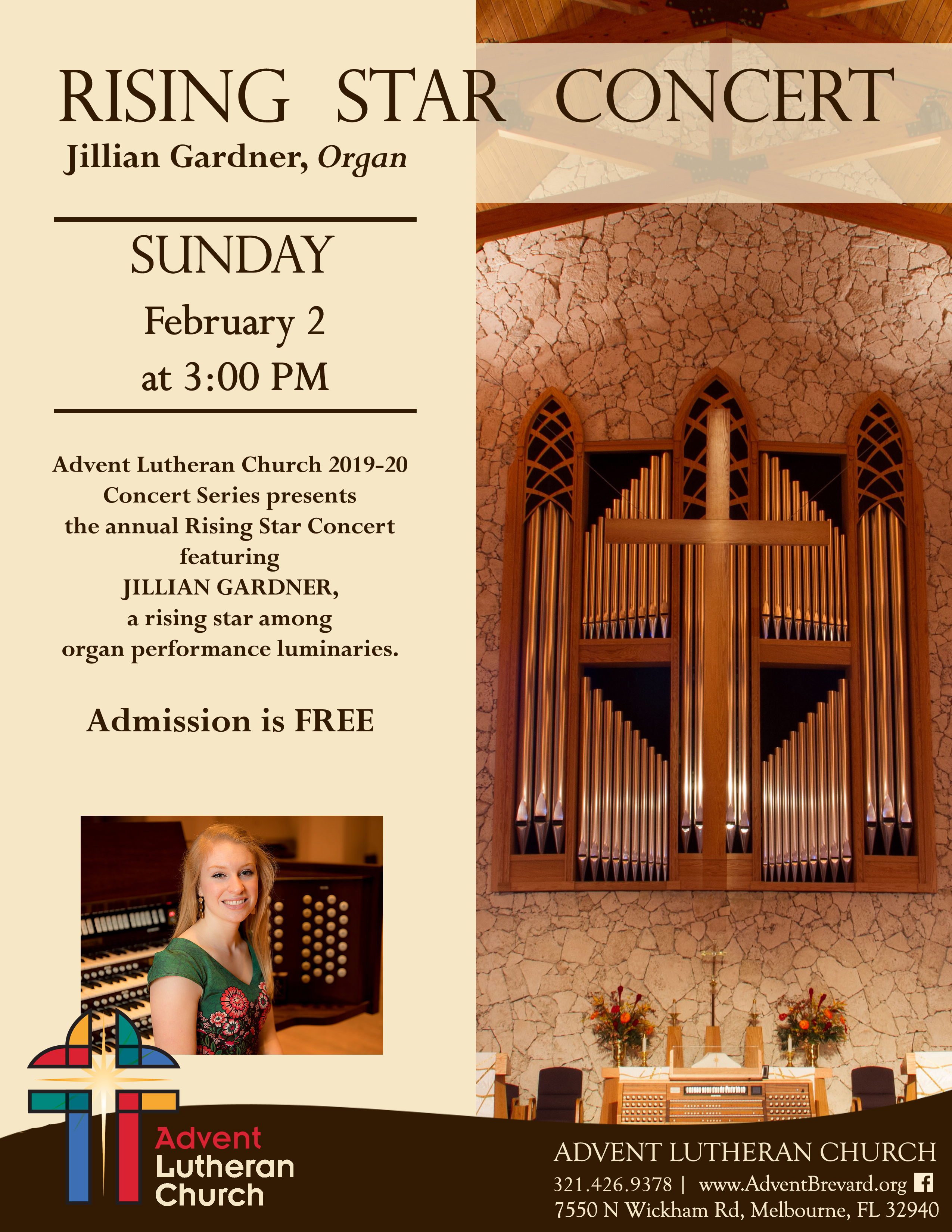 'Pipe Organ Rising Star Performs in Pink Shoes' at Advent Lutheran Church