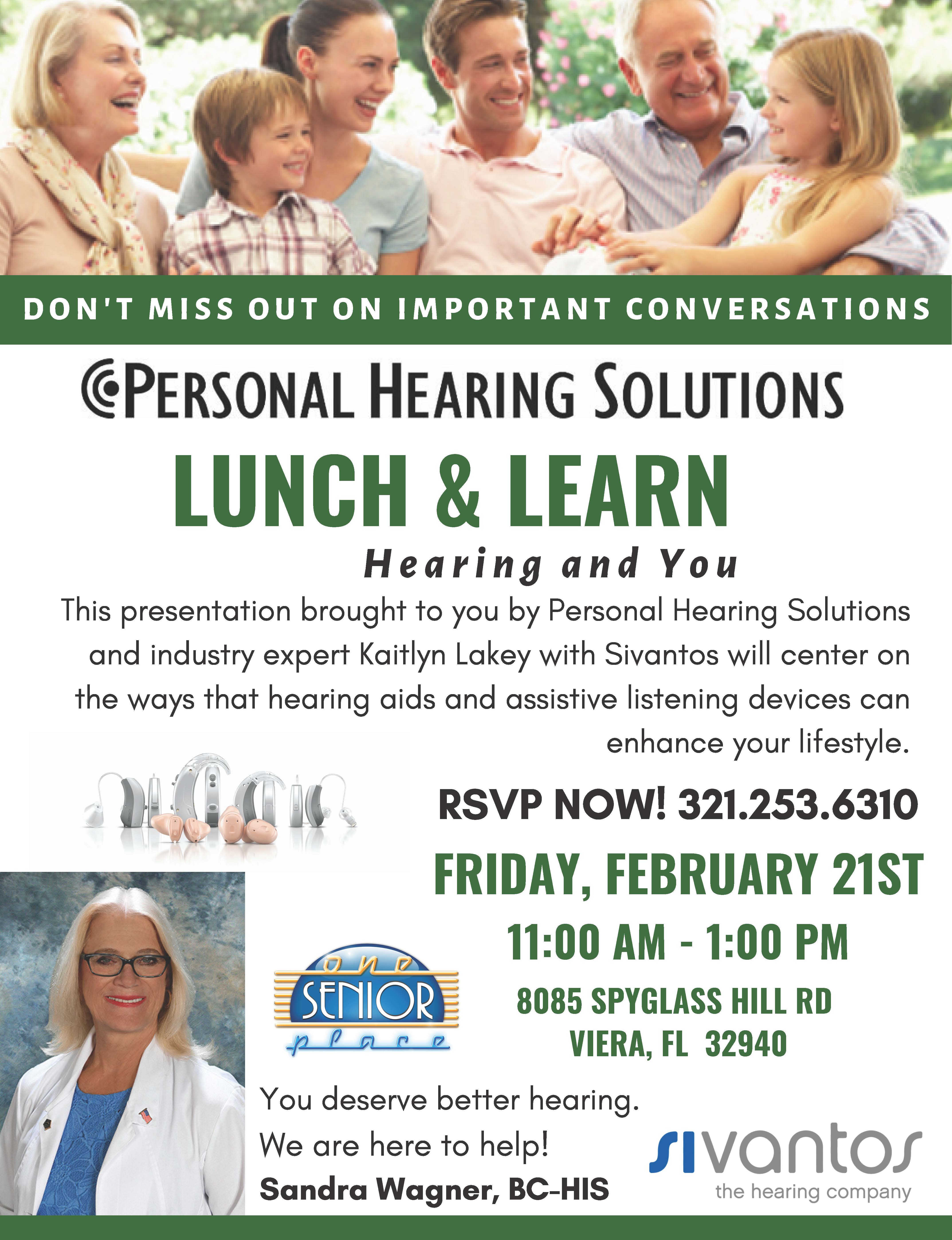 Can You Hear Me Now? Lunch and Learn Seminar presented by Personal Hearing Solutions