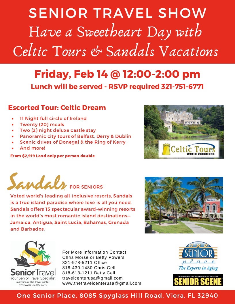 Have a Sweetheart Day with Celtic Tours and Sandals Vacations hosted by Senior Travel