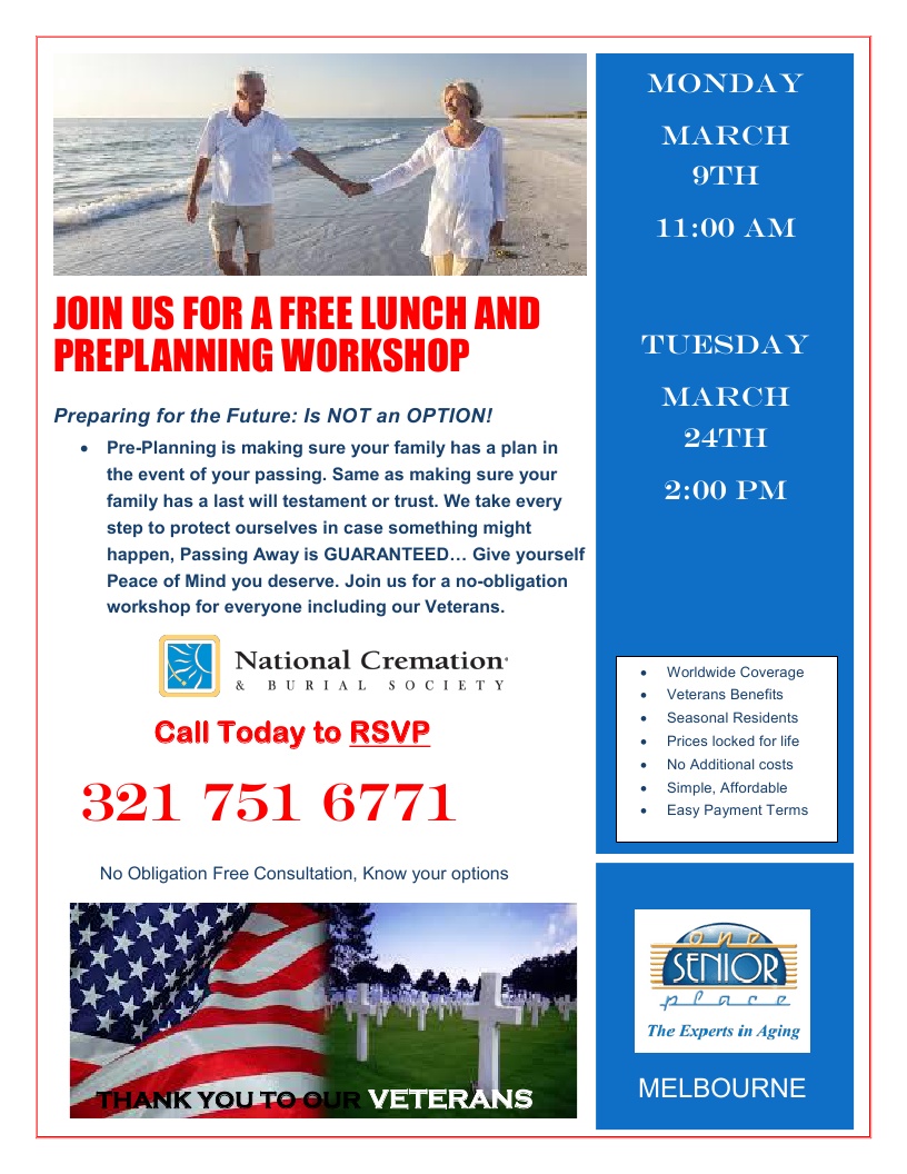 Join Us For A Free Lunch And Pre-Planning Workshop presented by National Cremation Society