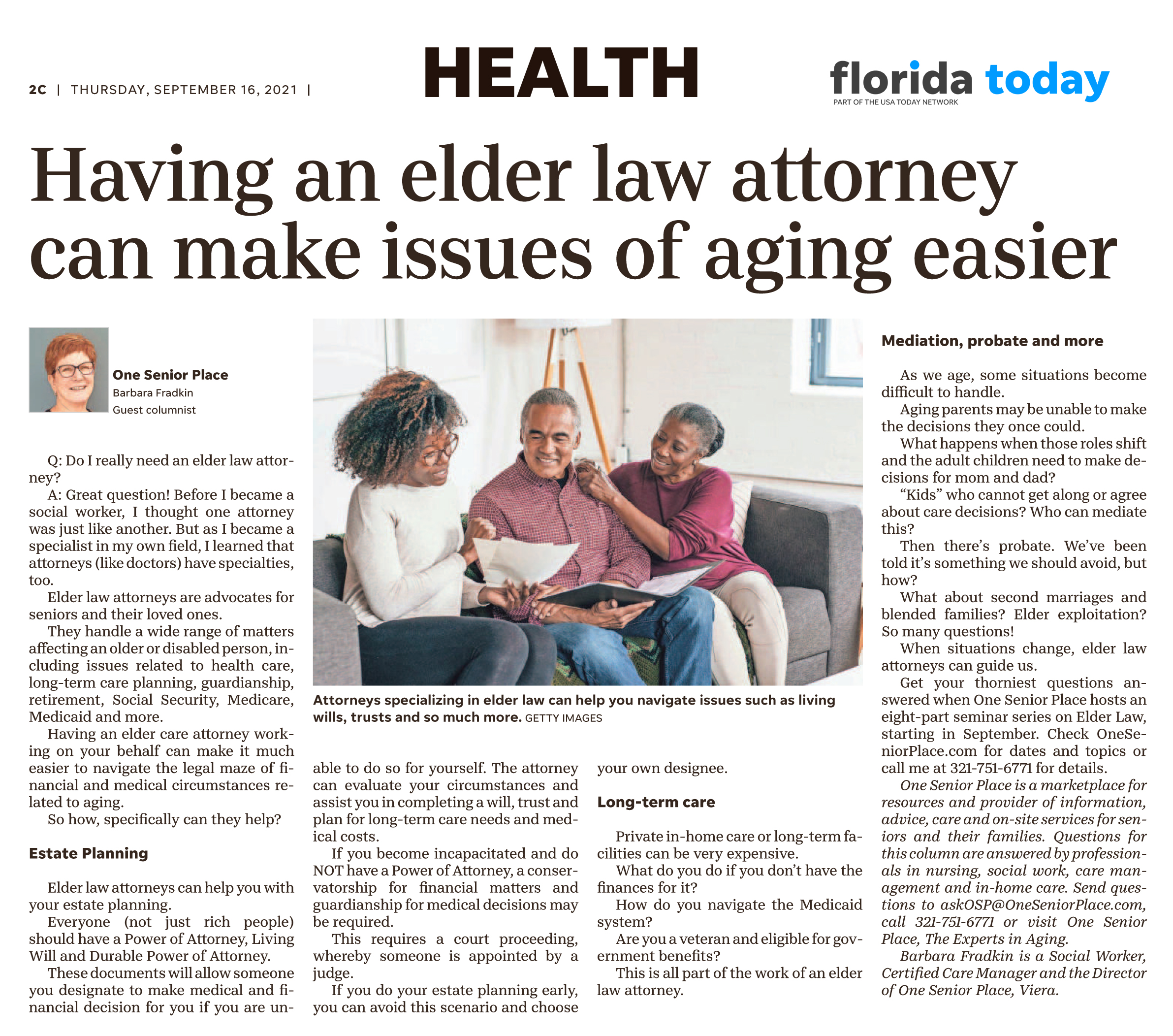 Ask One Senior Place: Having an elder law attorney can make issues of ...