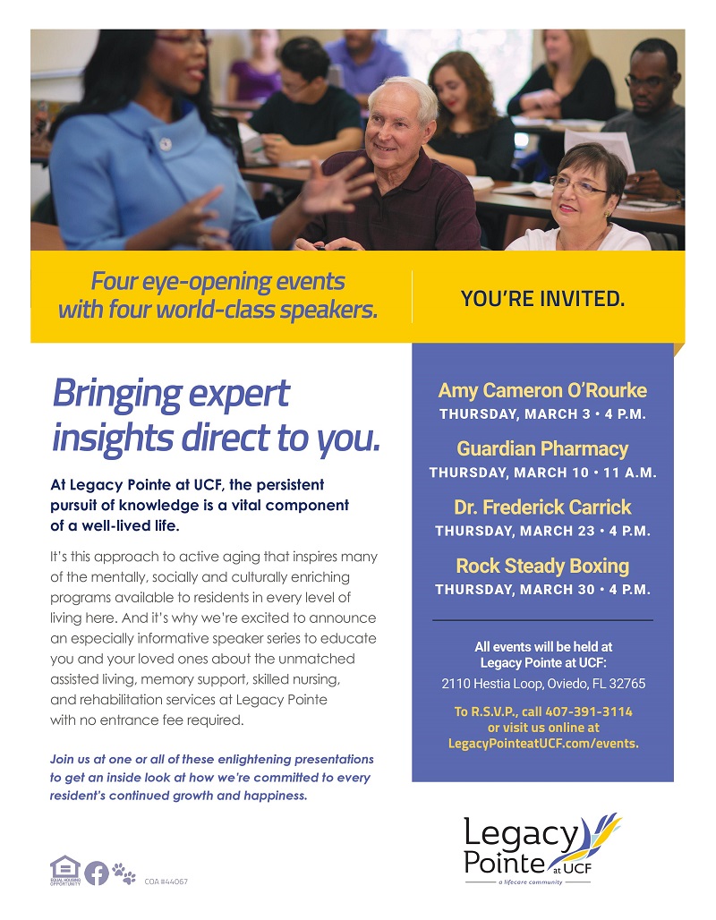 Legacy Pointe Lecture Series One Senior Place