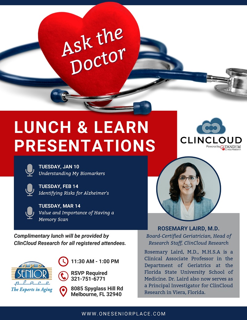 (EVENT FULL) Identifying Risk for Alzheimer's, Ask the Doctor Lunch & Learn Series presented by Dr. Rosemary Laird, M.D.