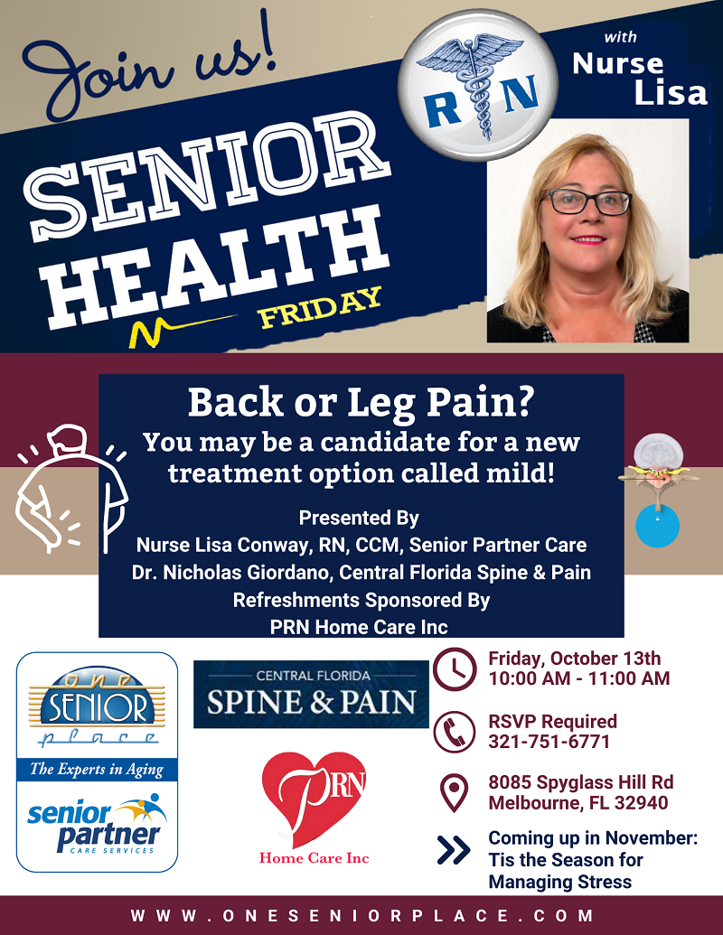 Senior Health Friday with Nurse Lisa: Back or Leg Pain?
