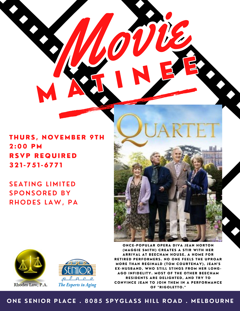 Movie Matinee: "Quartet", sponsored by Rhodes Law, PA