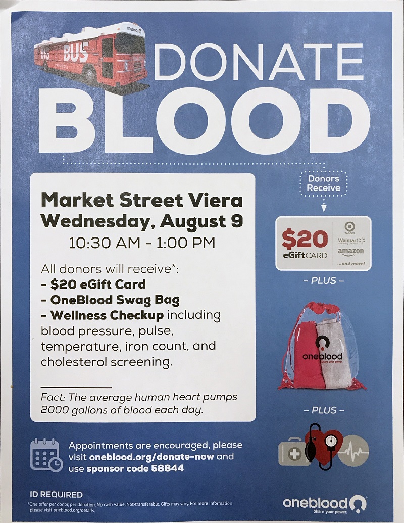 Give the Gift of Life - OneBlood at Market Street Viera