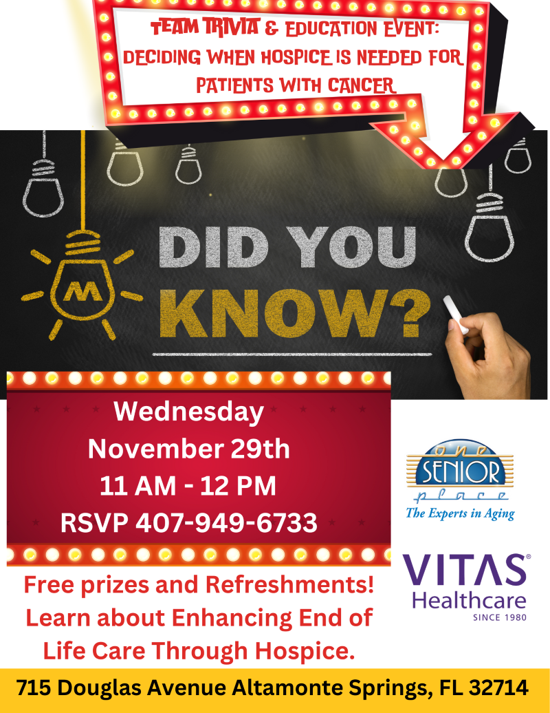 Team Trivia & Education Event: Deciding When Hospice Is Needed For Patients With Cancer by VITAS