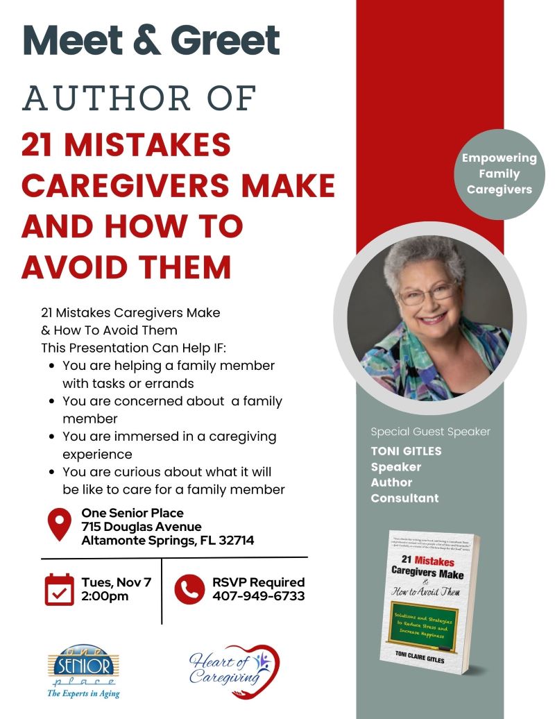 Meet & Greet Author of "21 Mistakes Caregivers Make and How to Avoid Them"