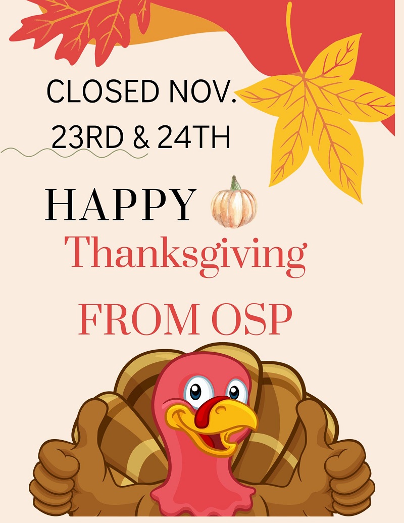 Closed For Thanksgiving Holiday!