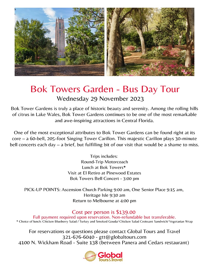 Global Tours & Travel Bok Tower Gardens