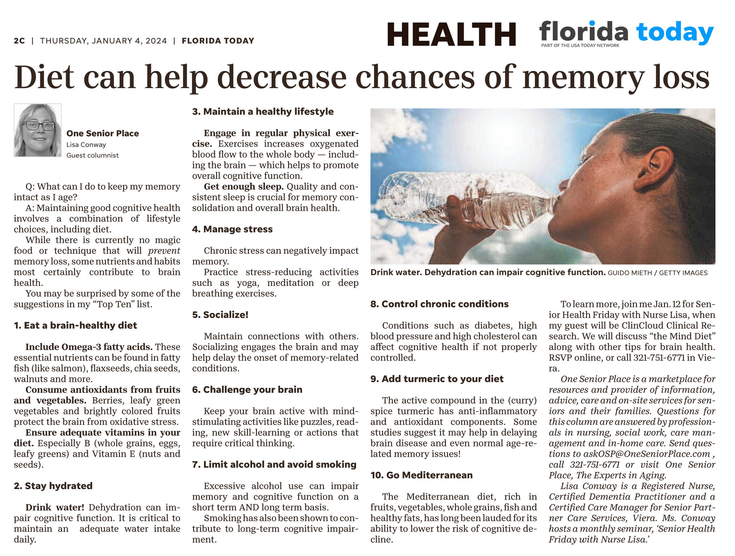 Ask One Senior Place: What can I do to keep my memory intact as I age ...