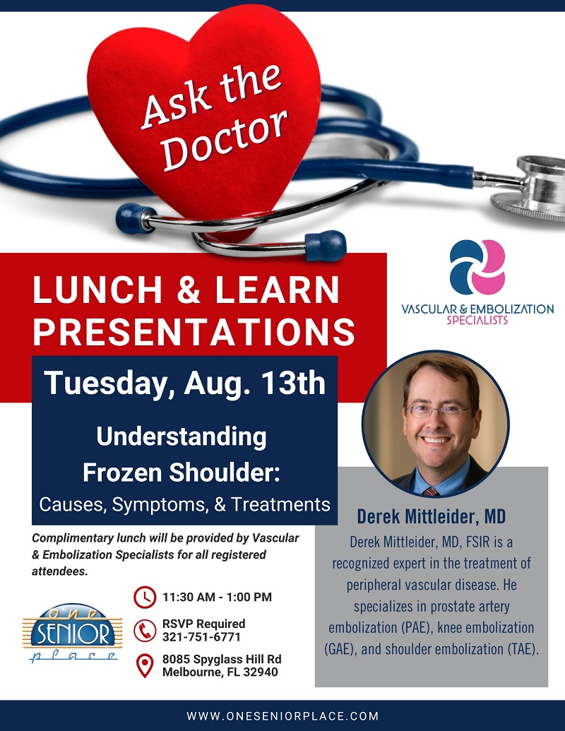 Ask the Doctor Lunch & Learn Series: Frozen Shoulder Presented By Derek Mittleider, MD