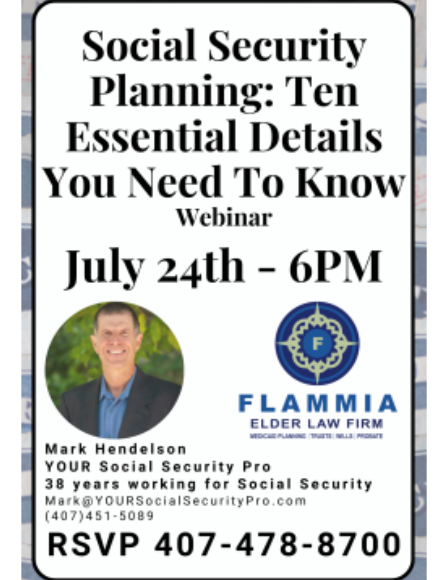 WEBINAR - Social Security Planning: Ten Essential Details You Need to Know!