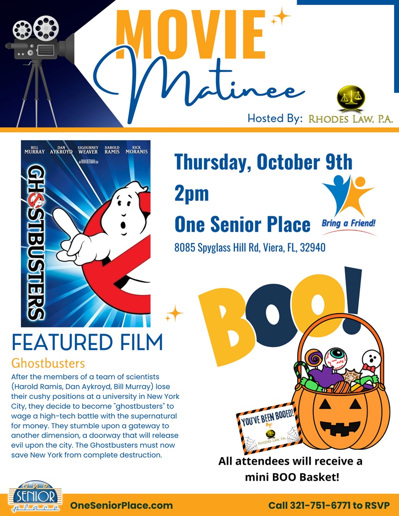 Movie Matinee Feat. Ghostbusters Hosted by Rhodes Law, P.A.