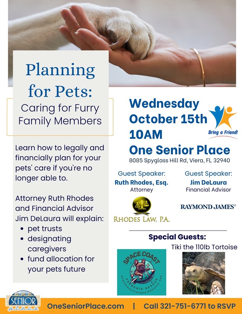 Planning for Pets: Caring for Furry Family Members w/ Rhodes Law, P.A. & Jim DeLaura