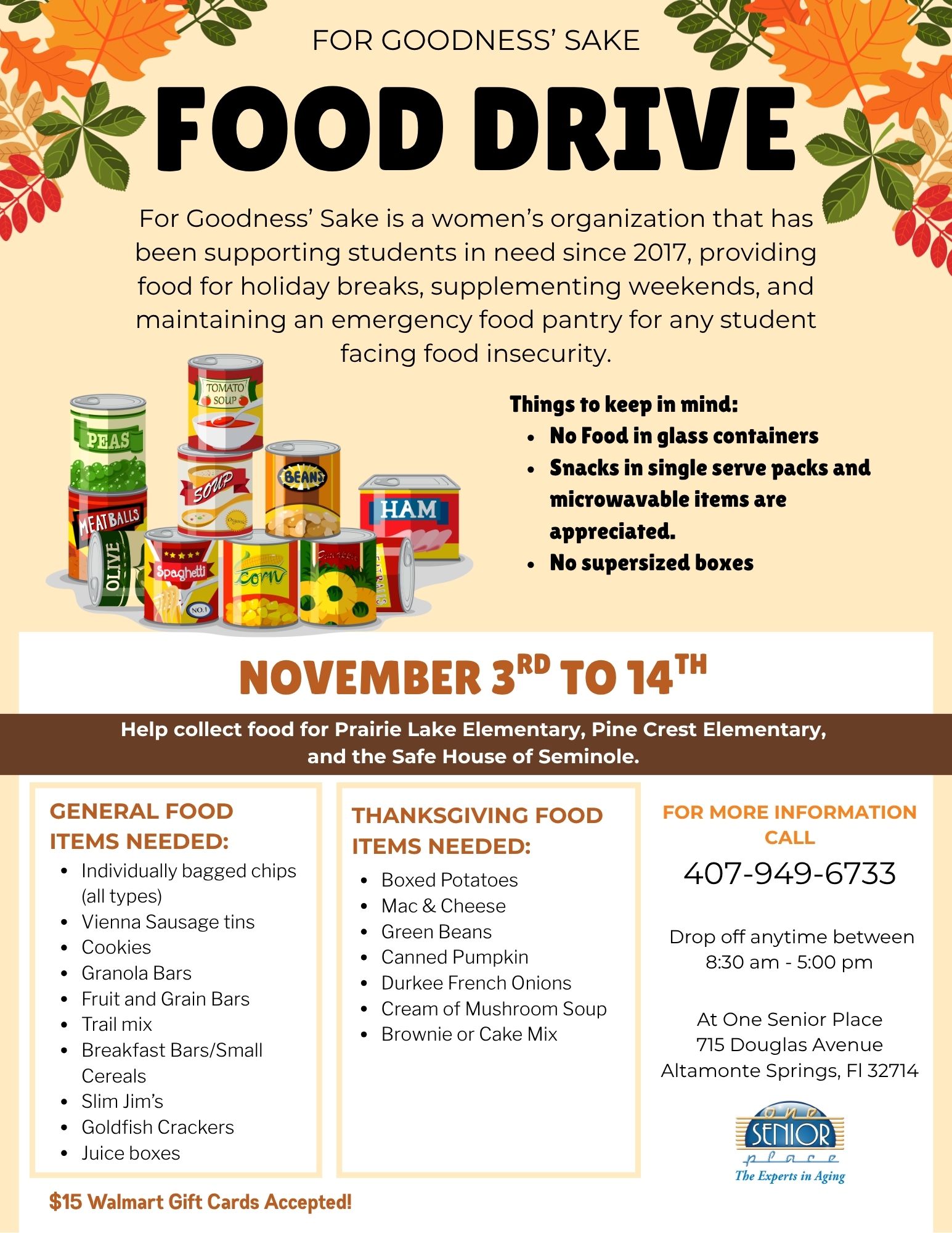 For Goodness Sake Food Drive