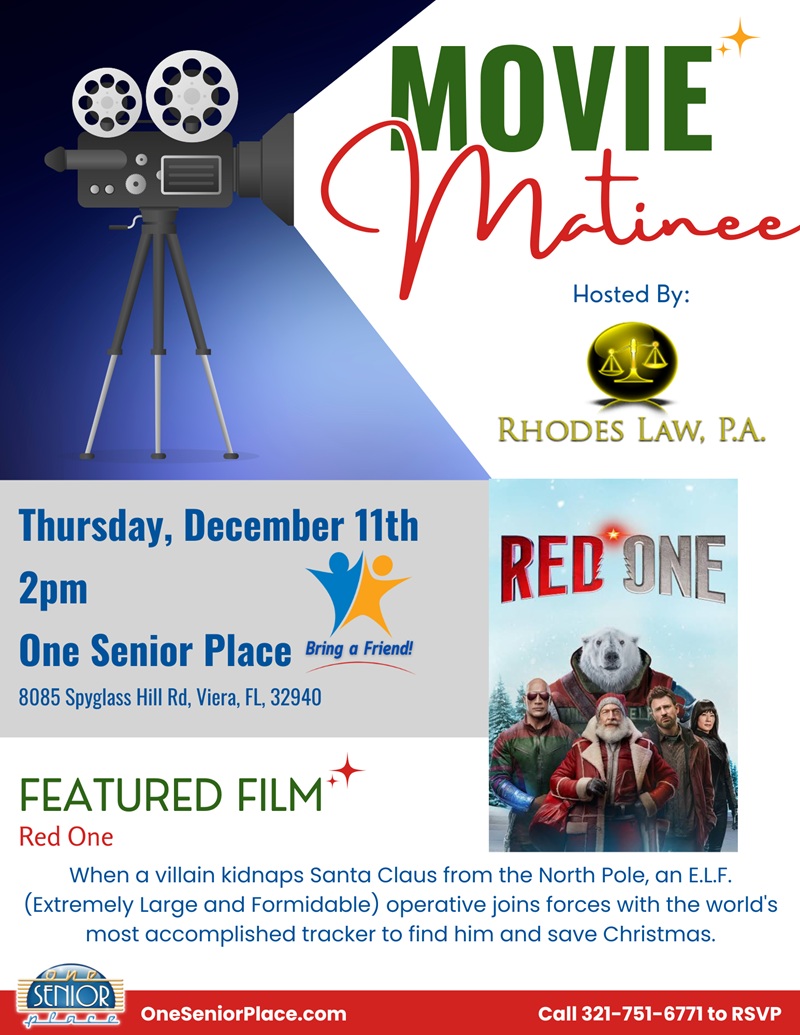 Movie Matinee Featuring: Red One w/ Rhodes Law, P.A.