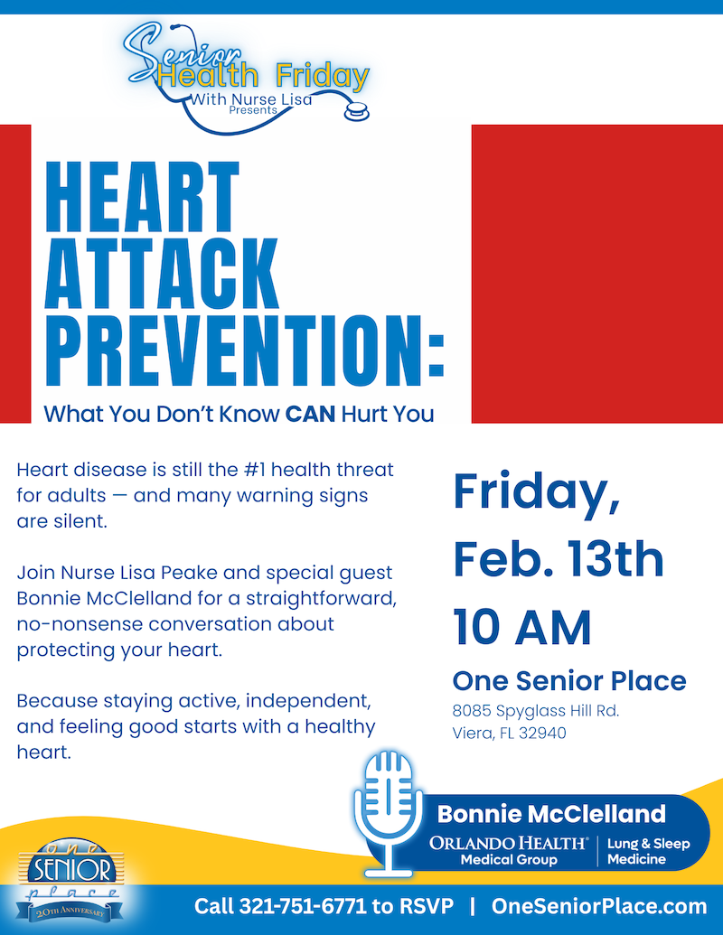 Senior Health With Nurse Lisa presents Heart Attack Prevention