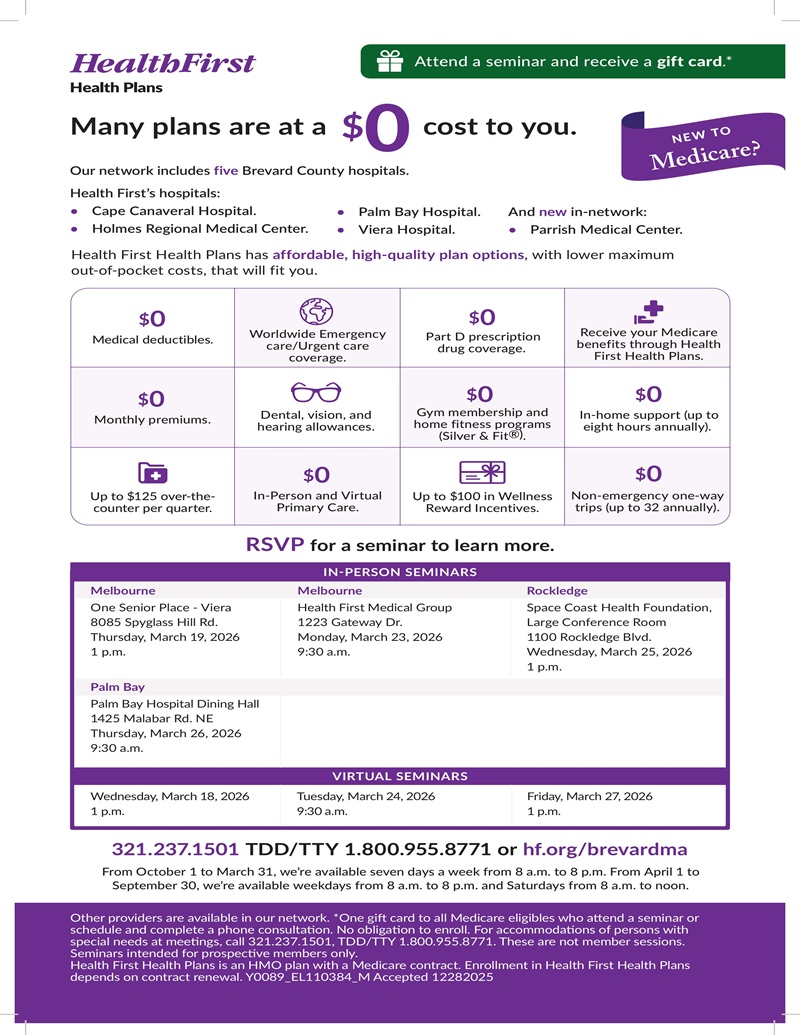 Medicare Advantage Sales Seminar with Health First Health Plans
