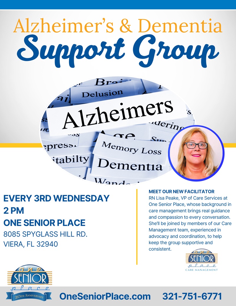 Alzheimer's & Dementia Support Group Facilitated by One Senior Place Care Management