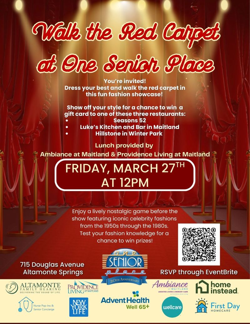 Walk the Red Carpet and enjoy lunch at One Senior Place