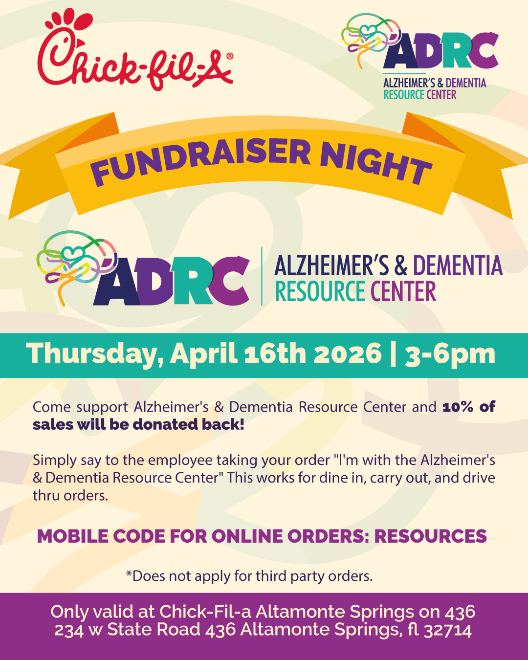 ADRC Chick-Fil-A Fundraiser Night