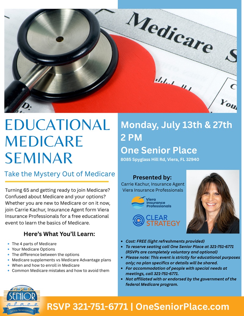 Educational Medicare Seminar: Take the Mystery Out of Medicare w/ Carrie Kachur, Insurance Agent | Viera Insurance Professionals
