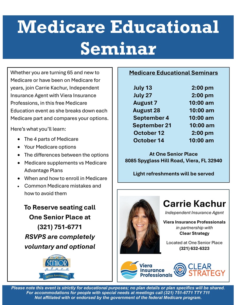 Educational Medicare Seminar w/ Carrie Kachur, Insurance Agent | Viera Insurance Professionals