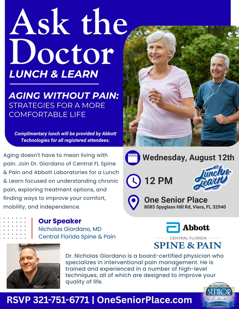 Ask the Doctor Lunch & Learn "Aging Without Pain: Strategies For A More Comfortable Life"