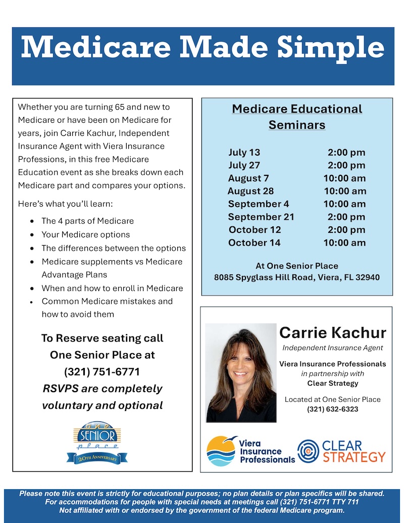 Your Medicare Roadmap: An Educational Medicare Seminar w/ Carrie Kachur, Insurance Agent | Viera Insurance Professionals
