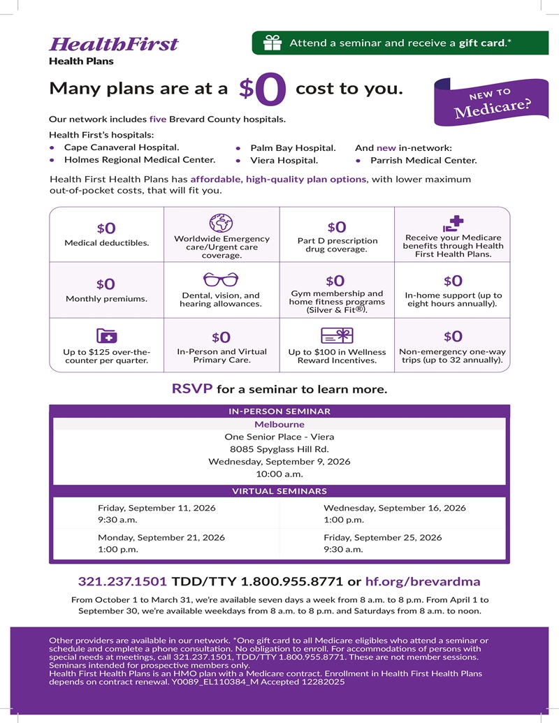Medicare Advantage Sales Seminar w/ Health First Health Plans