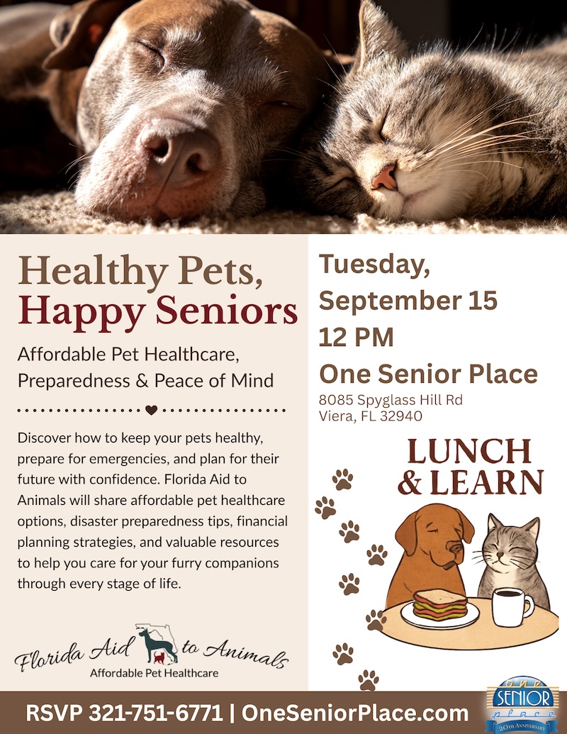 Lunch & Learn "Happy Pets, Happy Seniors: Affordable Pet Healthcare, Preparedness & Peace of Mind" w/ Florida Aid To Animals