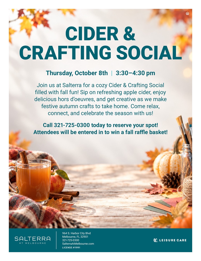 Cider & Crafting Social at Salterra at Melbourne