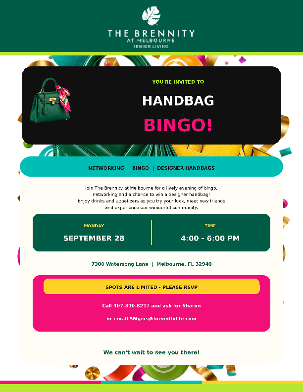 Handbag BINGO at The Brennity at Melbourne